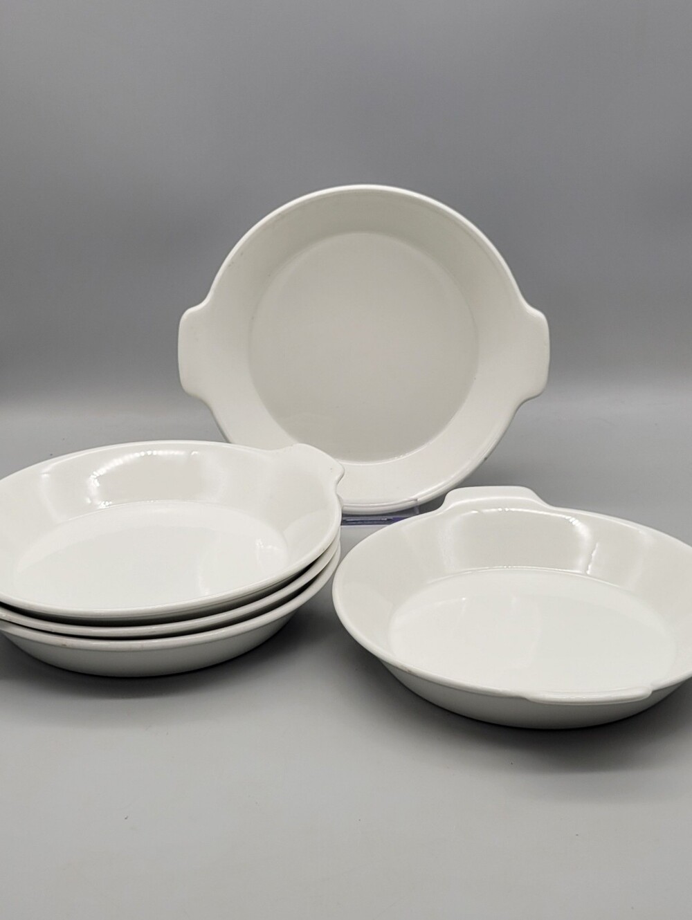 Arabia Finland Vintage Arctica Set of 5 Au Gratin Dishes White Vitro Porcelain